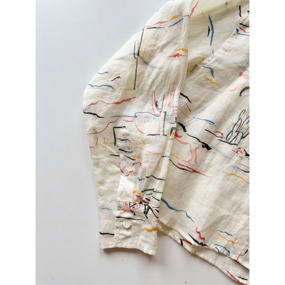 NWT BANANA REPUBLIC Desert Ramie Cropped Button Down Skimmer Shirt, Size XS - Picture 8 of 16